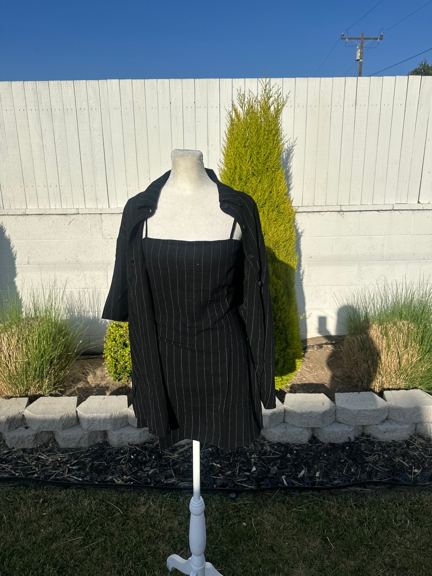 Stripe set shirt and dress