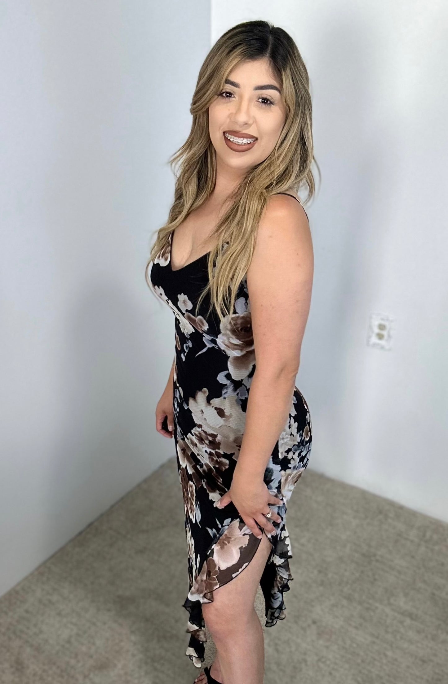 Black floral dress