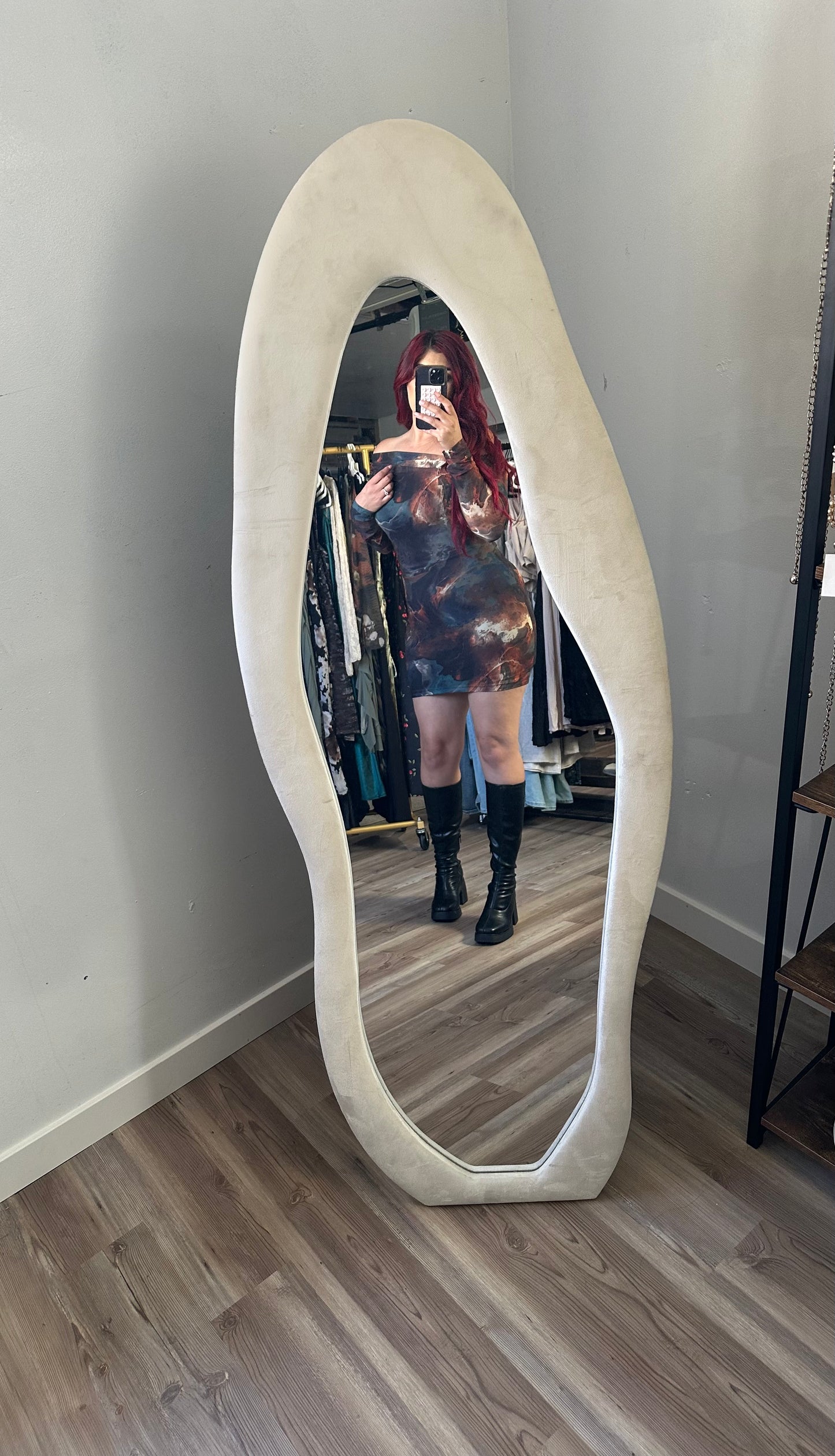 Rust mesh mini dress