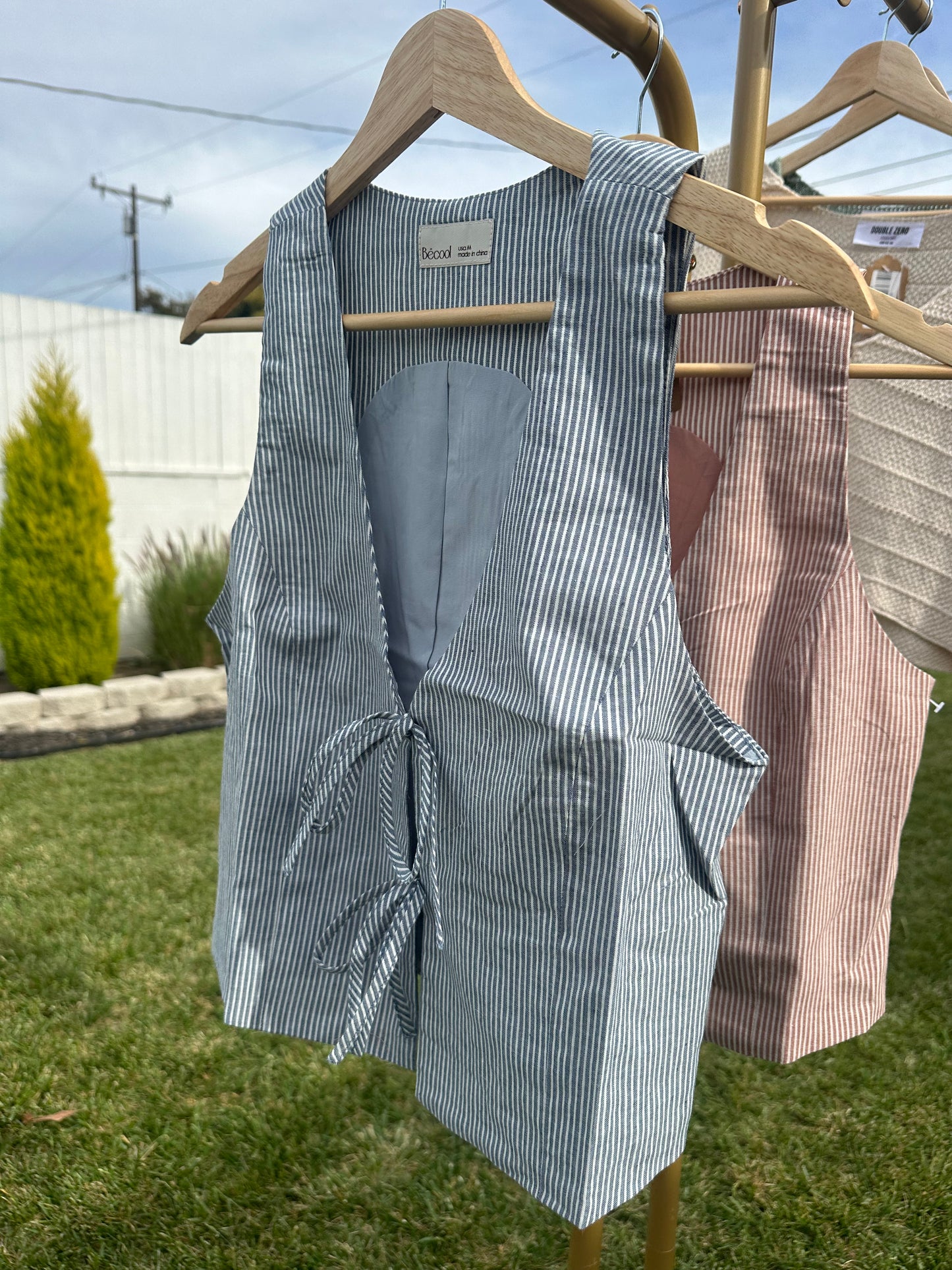 Stripe tie vest