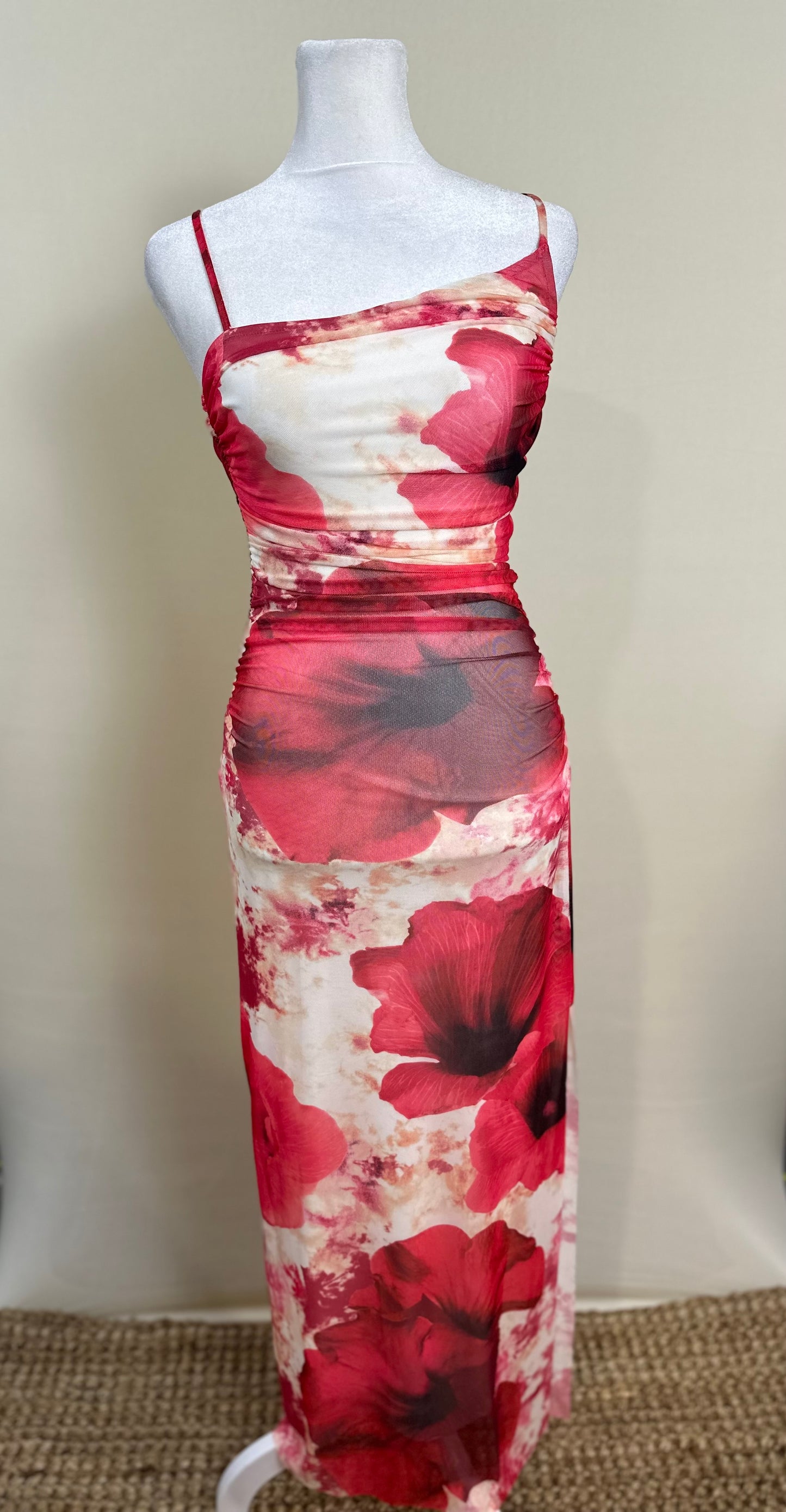 Red floral dress