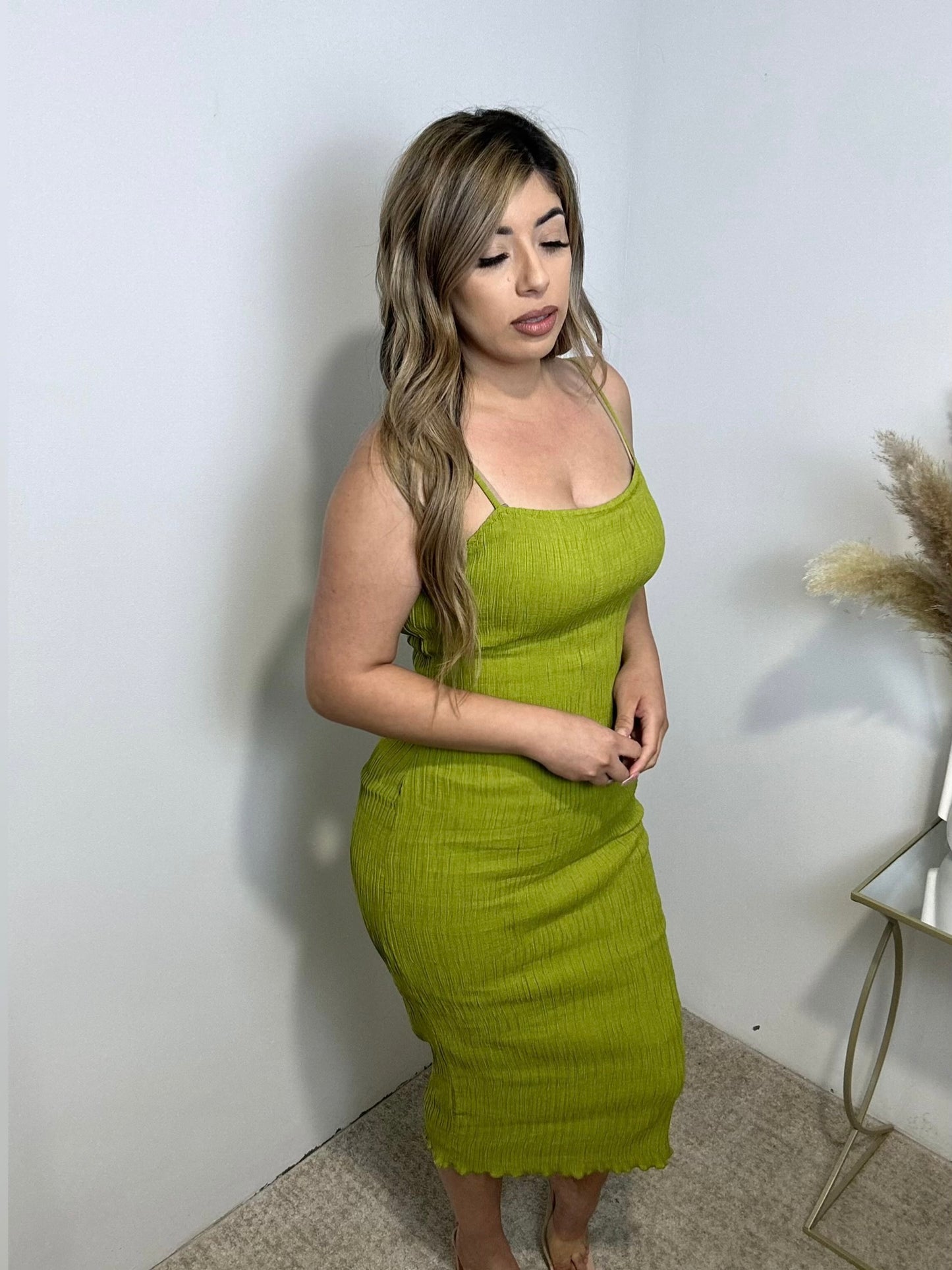 Kiwi spaghetti strap midi dress