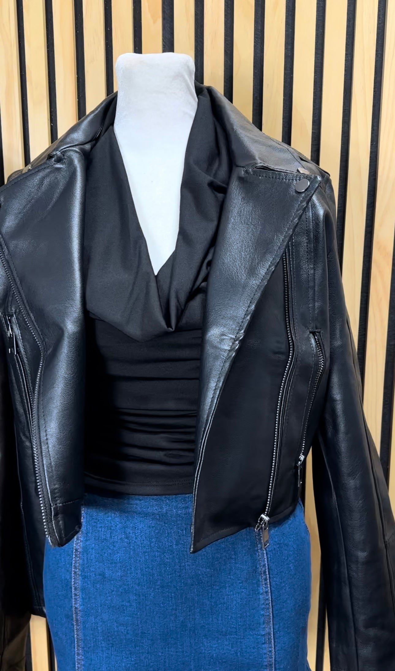Leather crop jacket