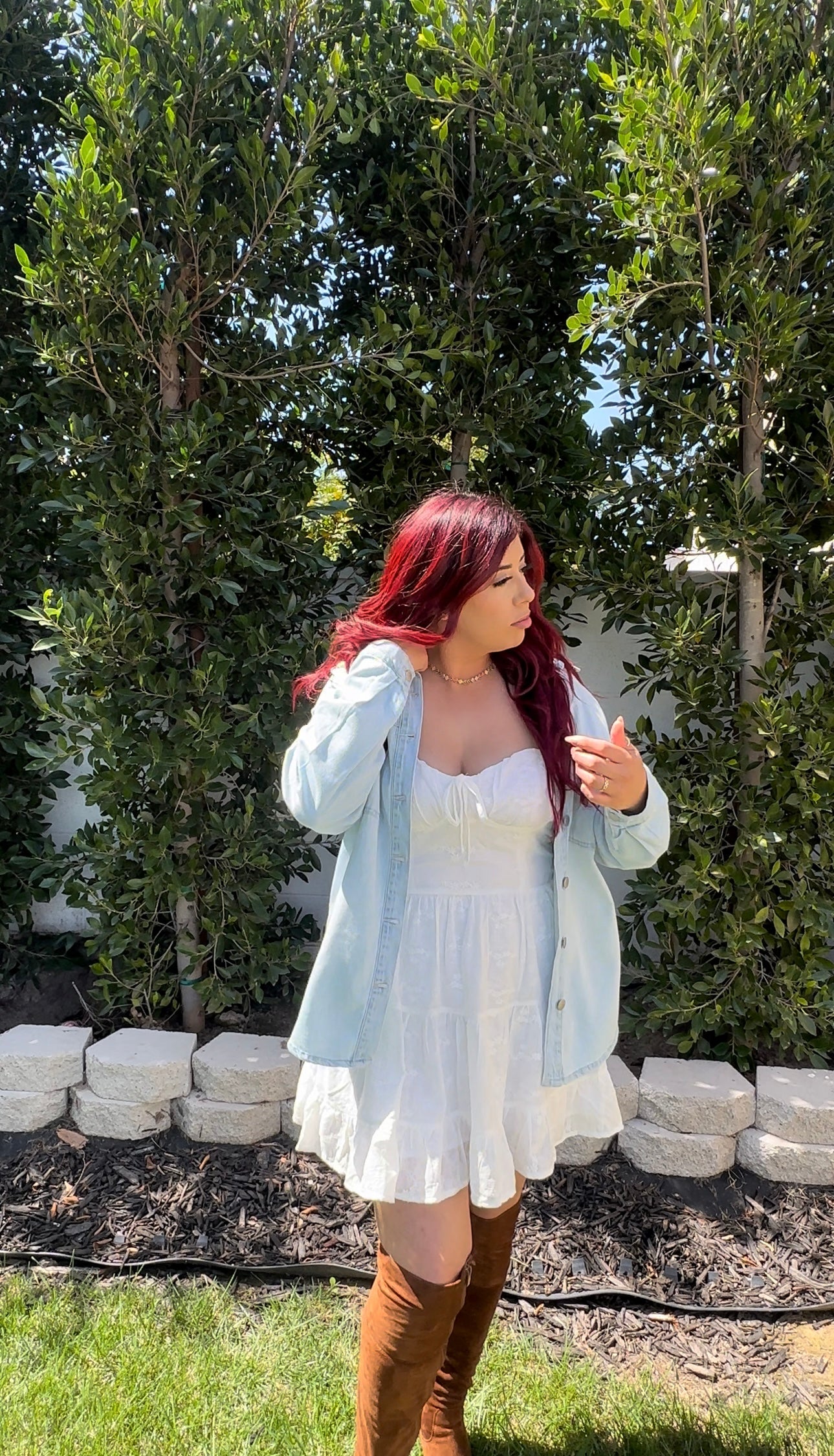 Oversized denim shirt