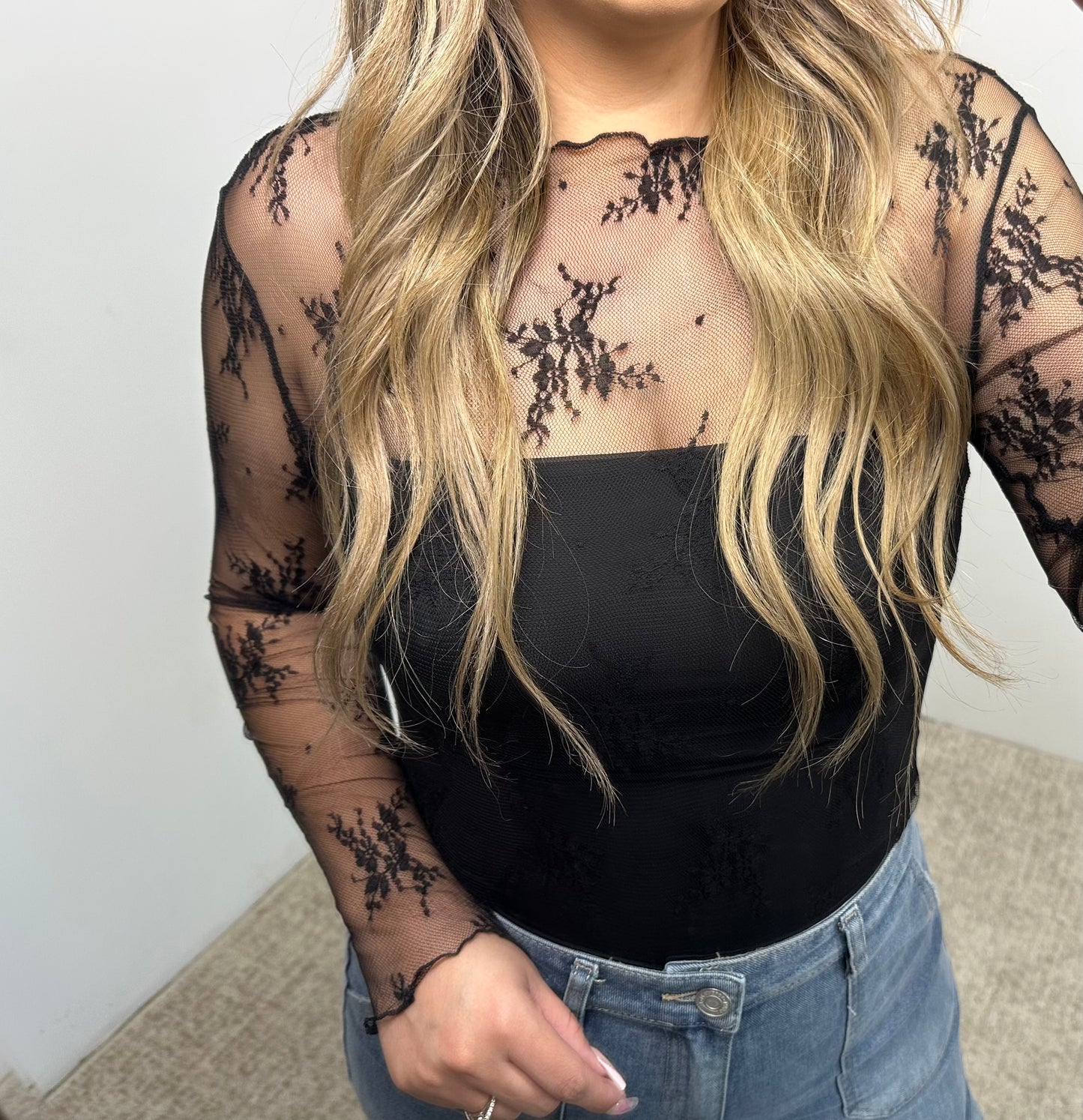 Long sleeve lace top