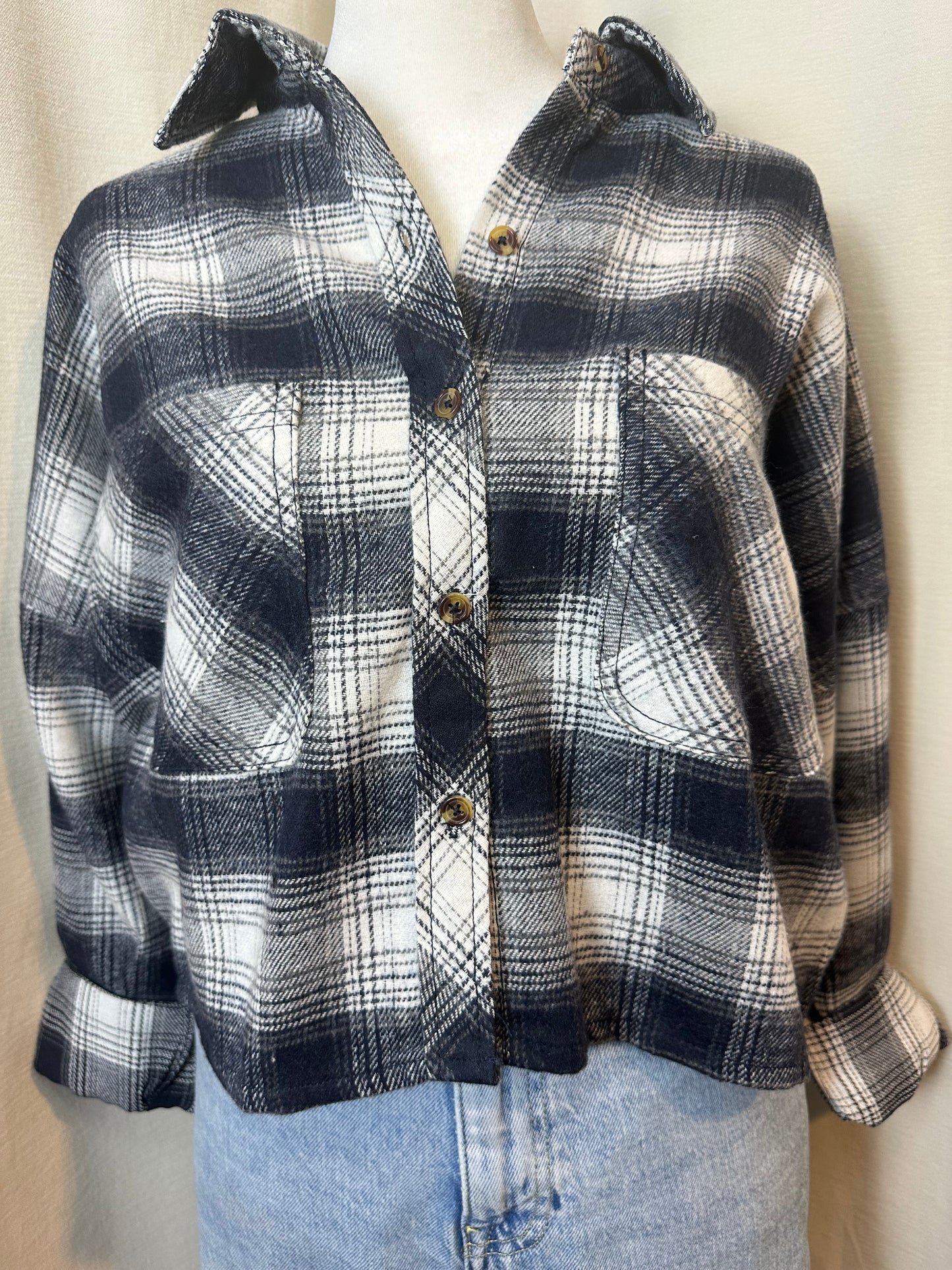 Cropped flannel shirt