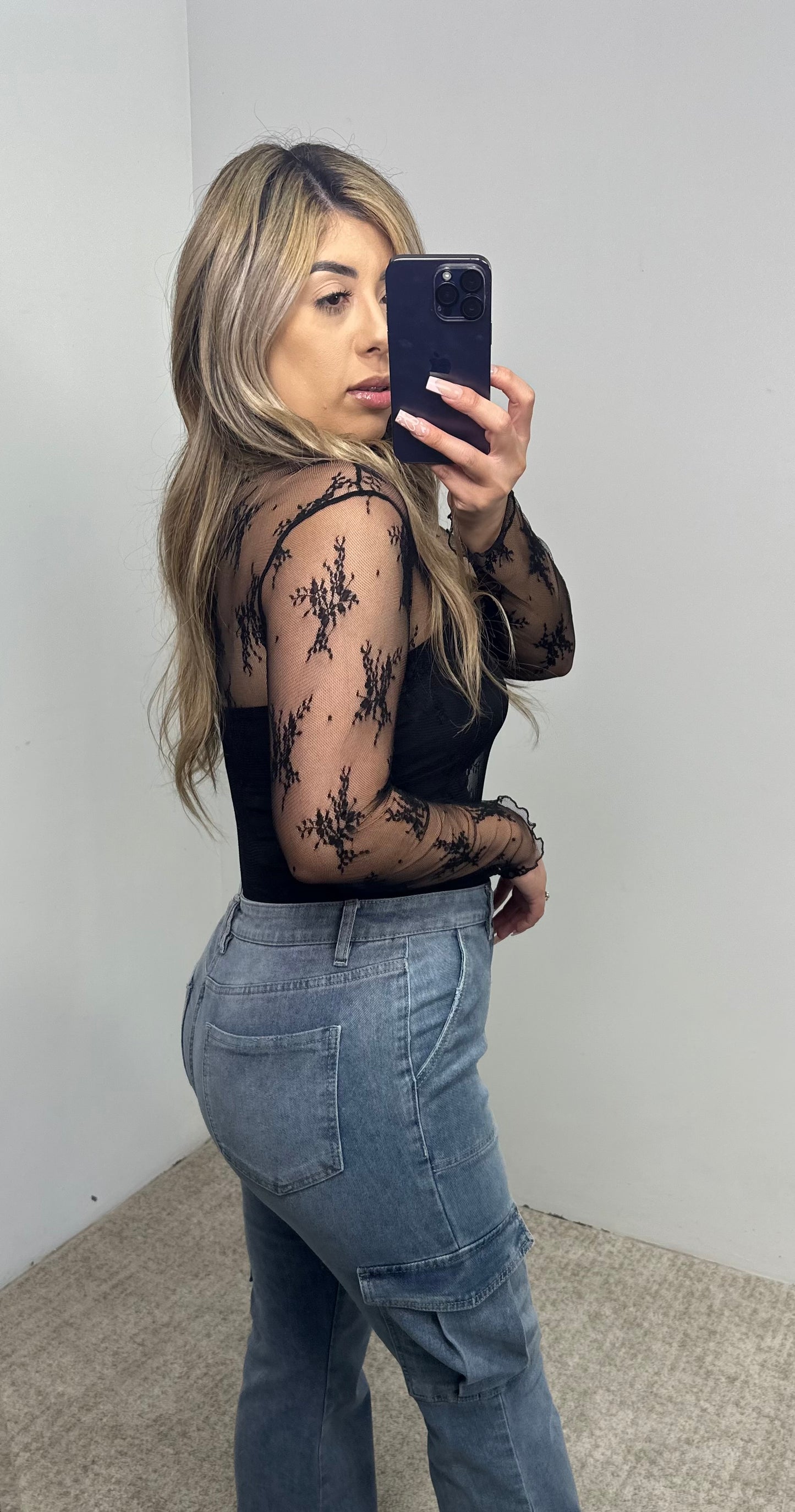 Long sleeve lace top