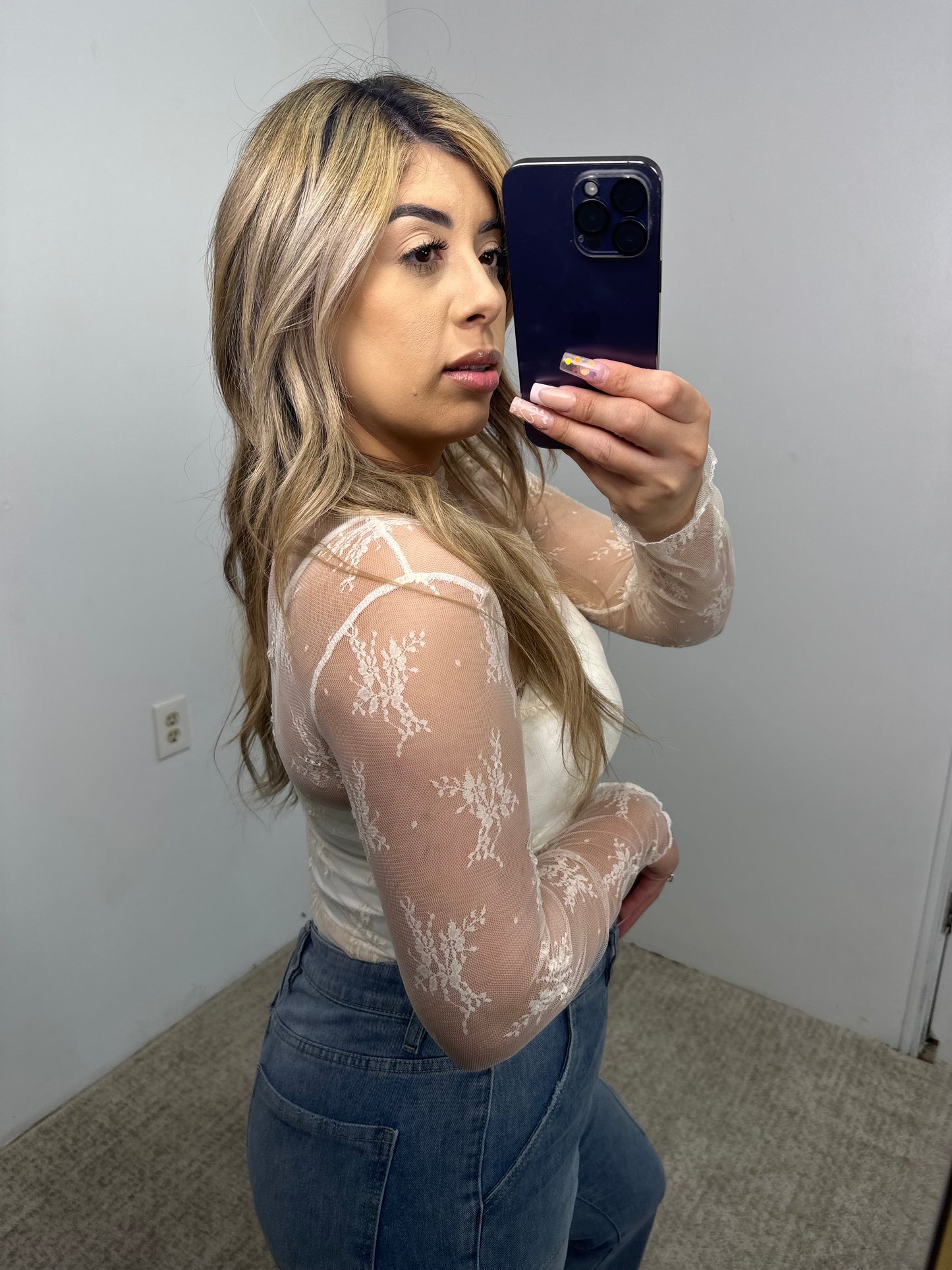 Long sleeve lace top