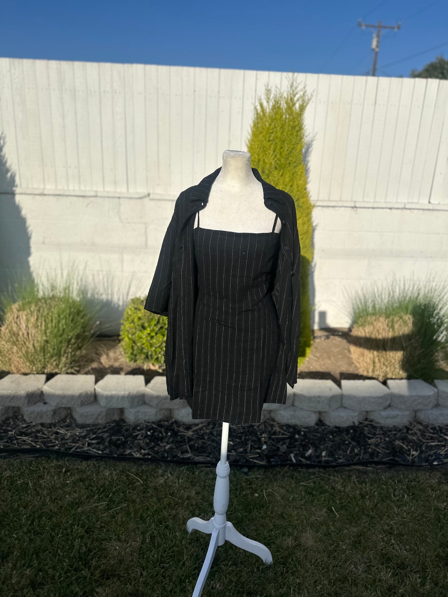 Stripe set shirt and dress