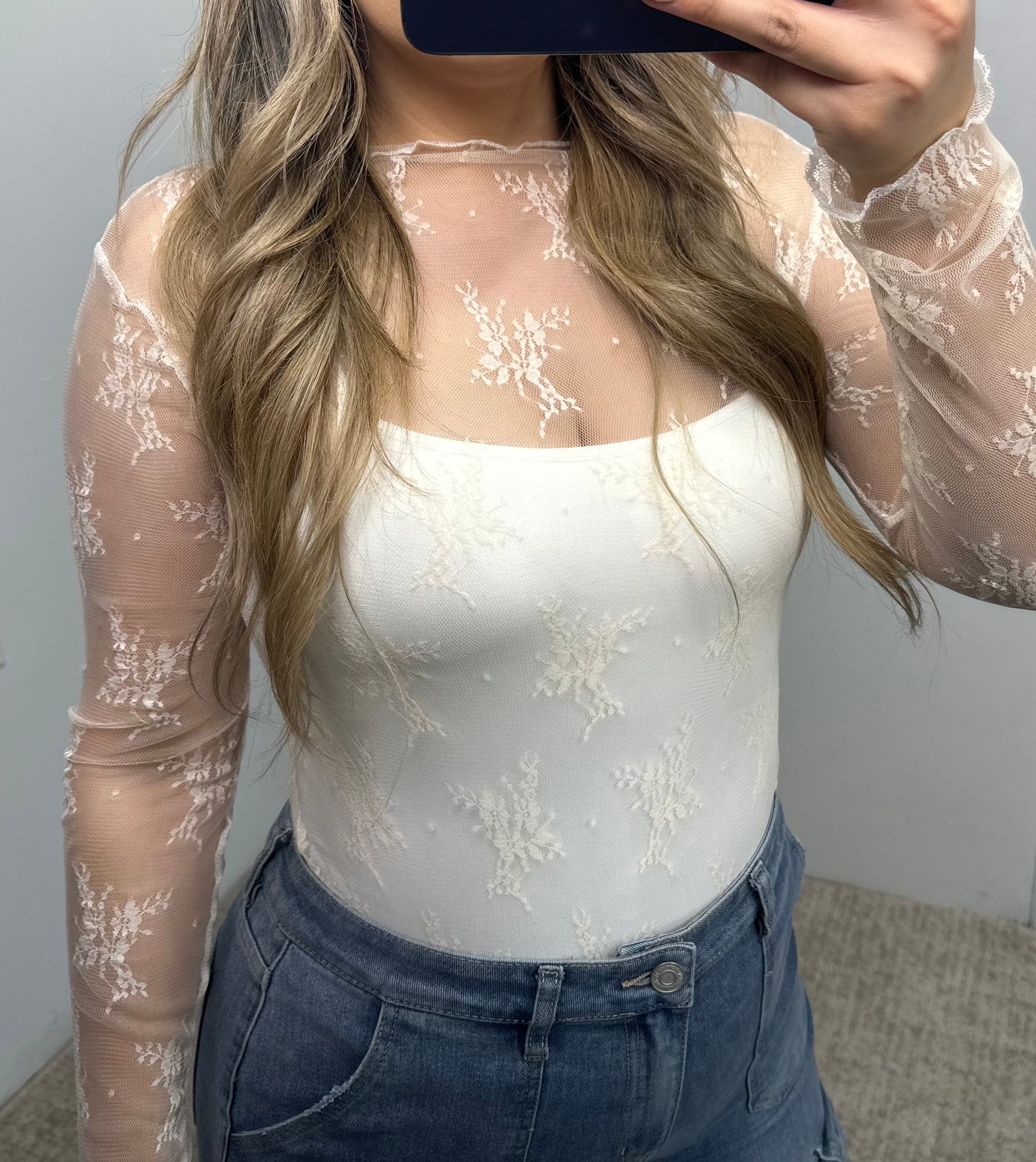 Long sleeve lace top