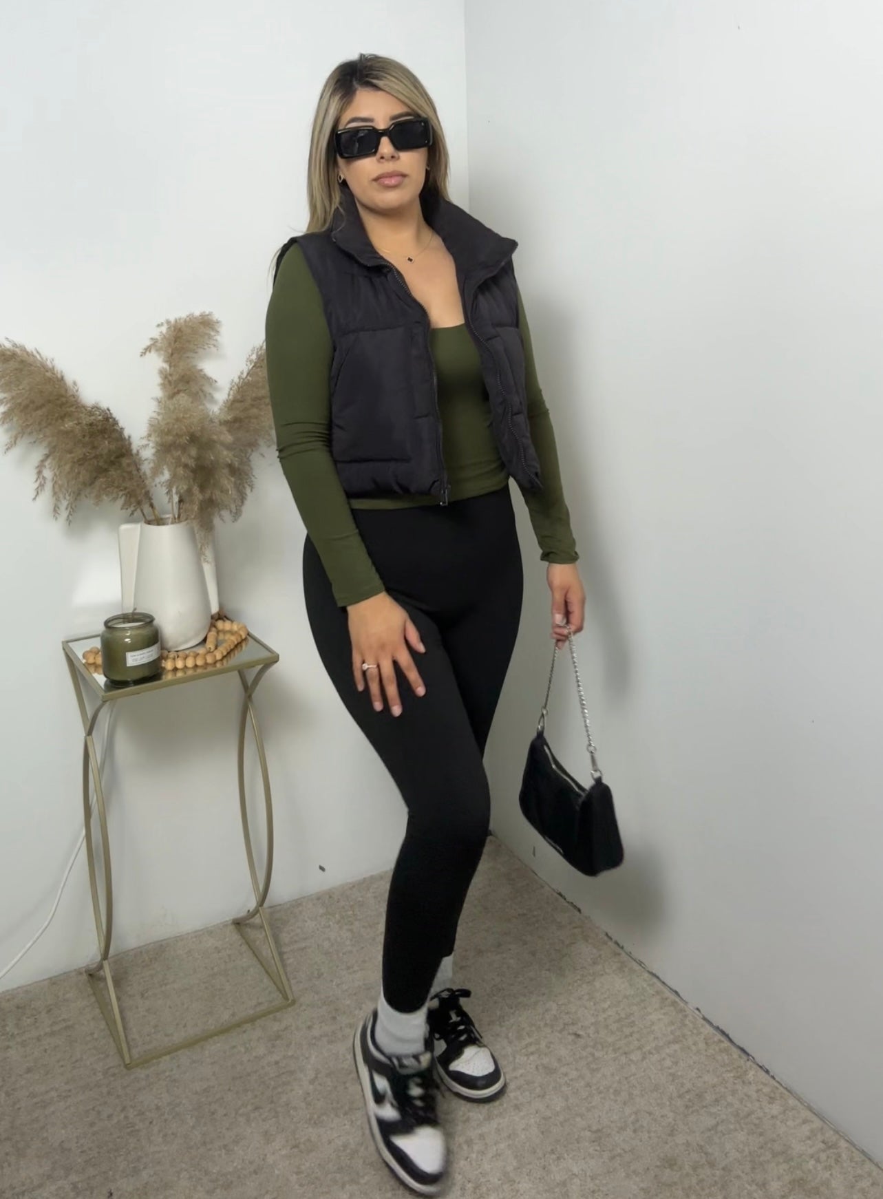 Black puffer vest