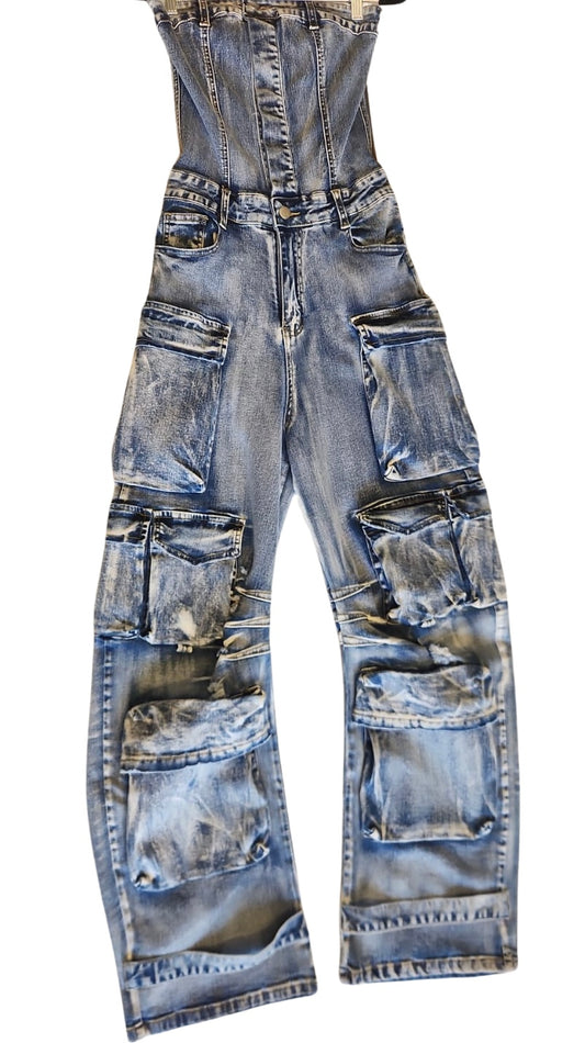 Denim romper dark blue