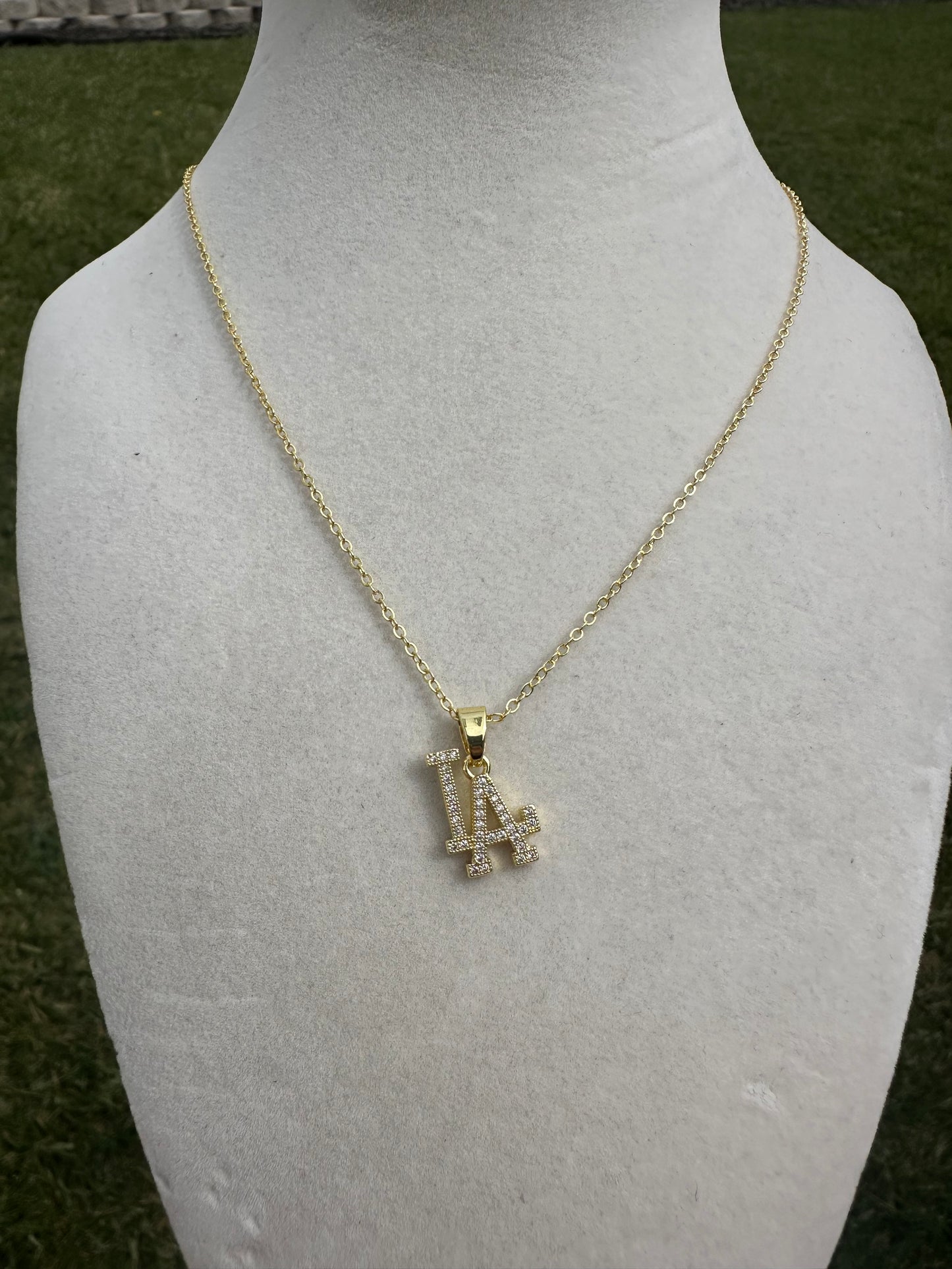 LA Dodgers gold necklace