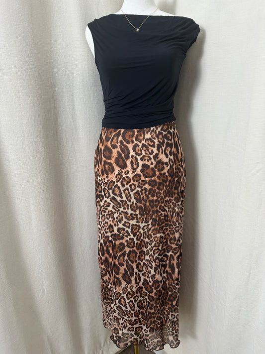 Leopard mesh skirt