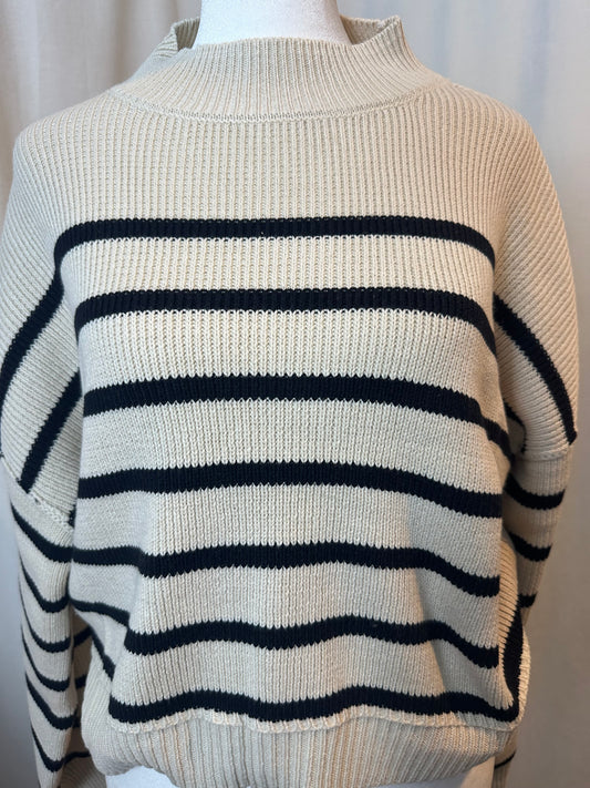 Khaki stripe knit sweater