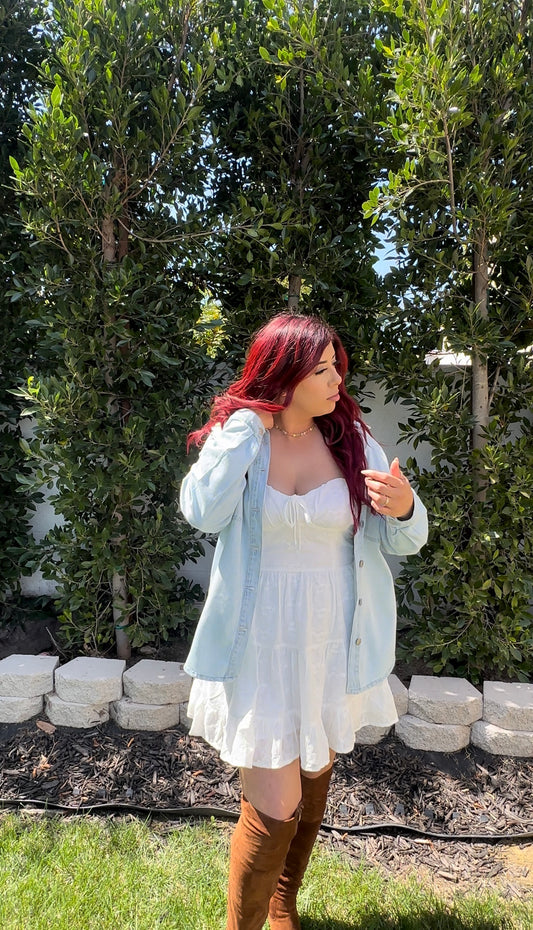 Oversized denim shirt