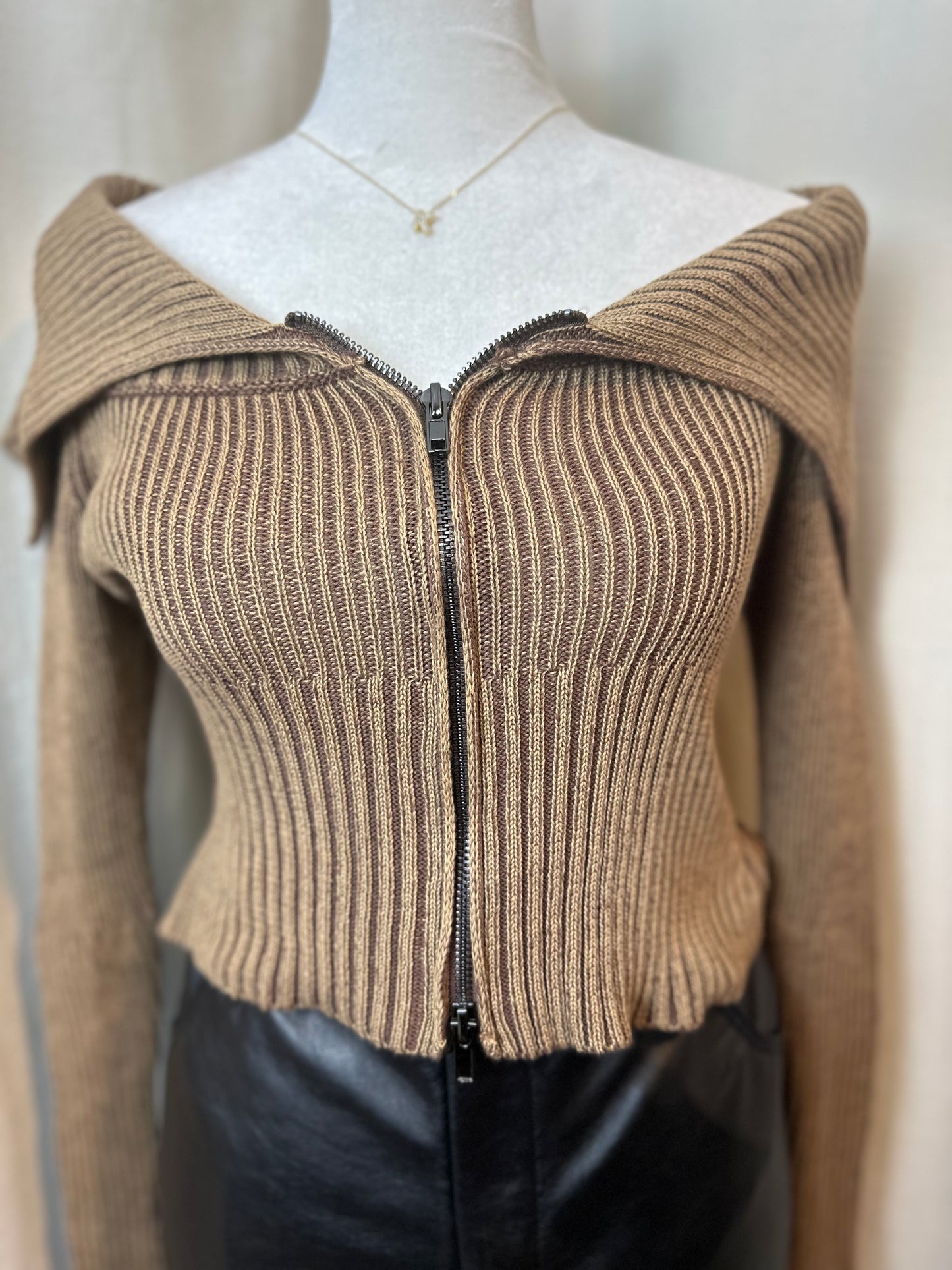 Knit sweater off shoulders