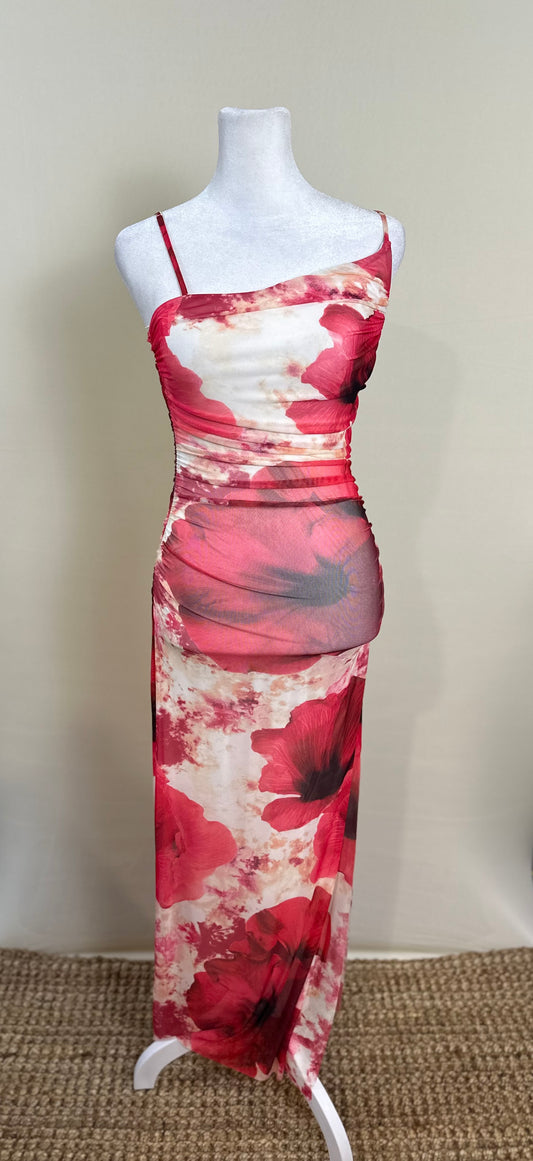 Red floral dress