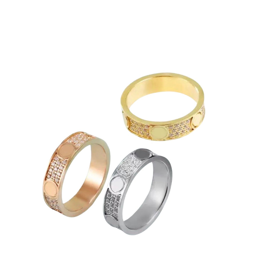 Love rhinestone ring