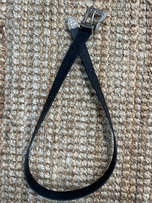 Floral embossed western belt