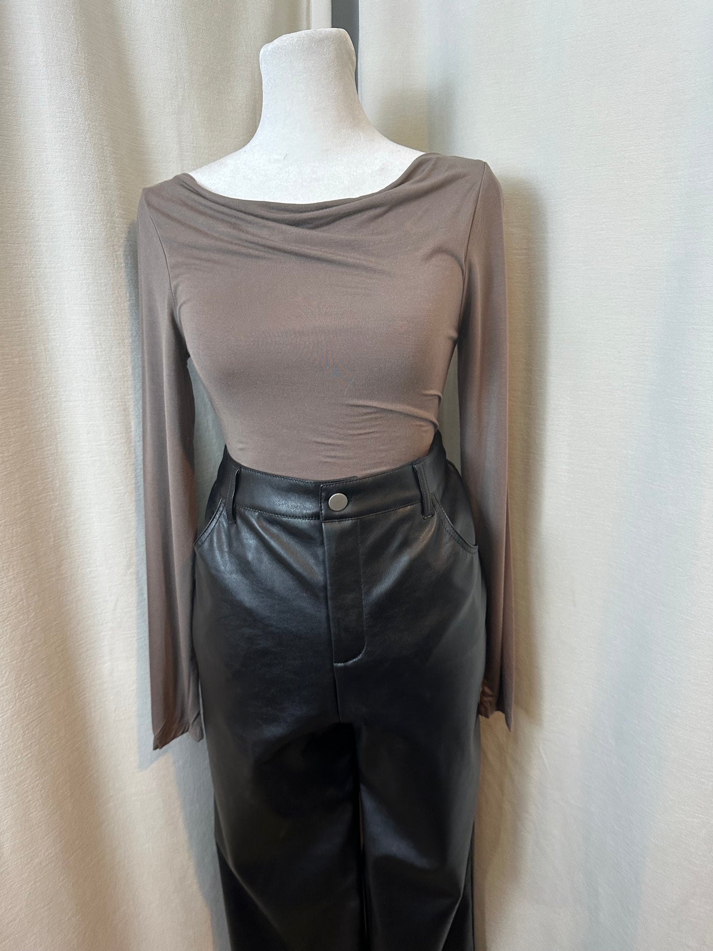 Cowl neck long sleeve bodysuit