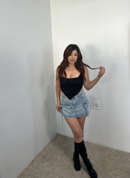 Rhinestone black top