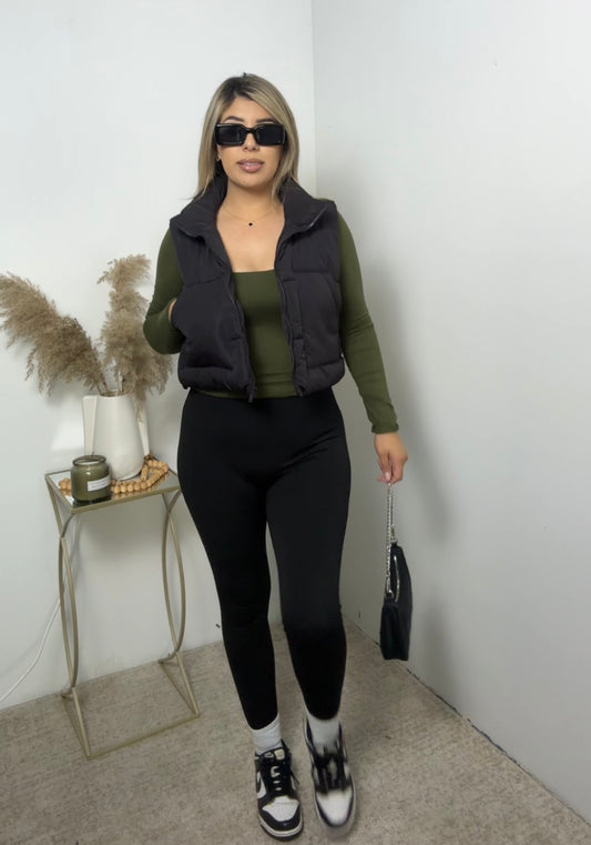 Black puffer vest
