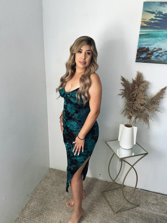 FLORAL TEAL AND BLACK